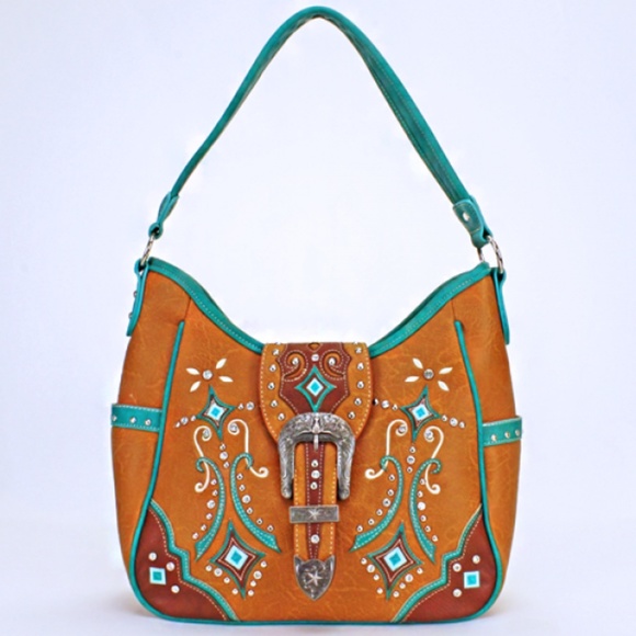 Handbags - Tan Western Buckle Purse